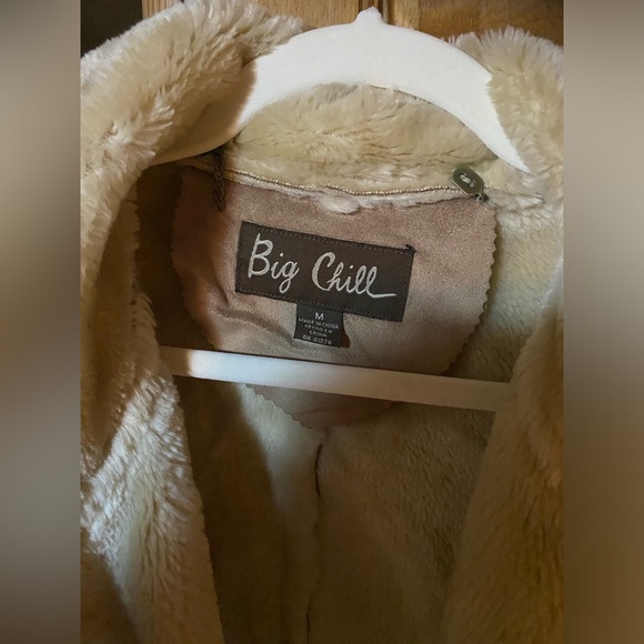 Big Chill Mid Length Patchwork Coat Tan/Cream-M - Picture 3 of 4